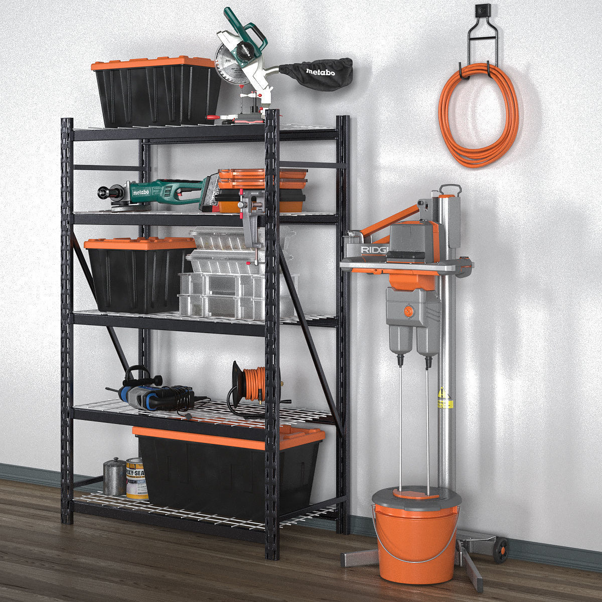 garage tools set 13 Low-poly 3D model_2