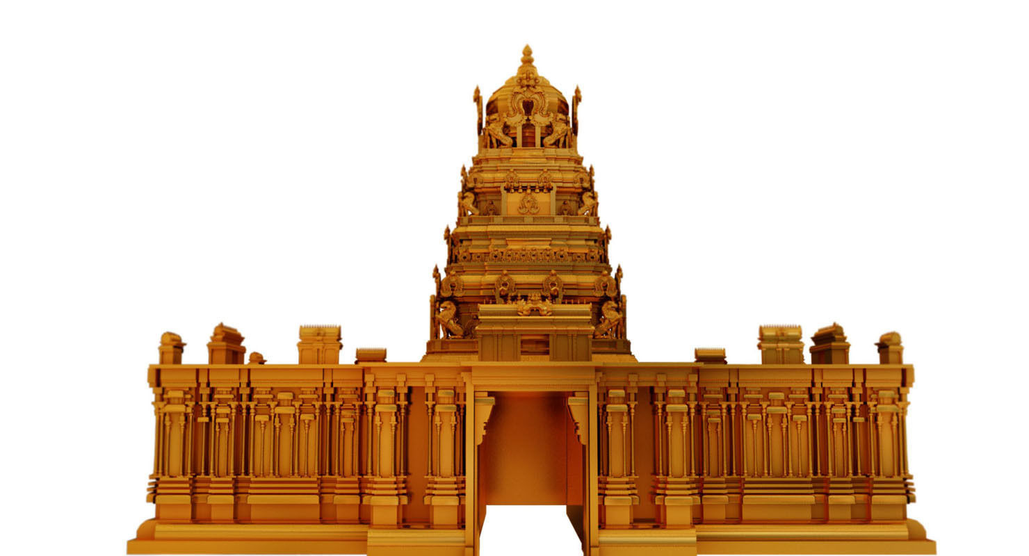 gold temple 3d model 3D model_10