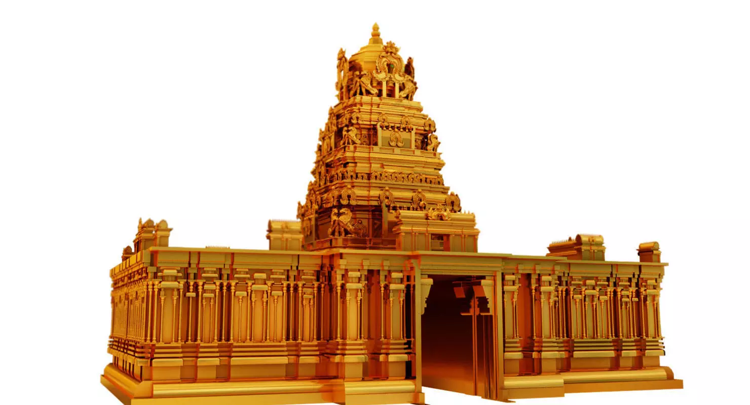 gold temple 3d model 3D model_0