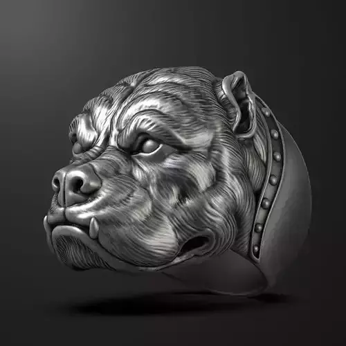 Bulldog head ring 3D print model