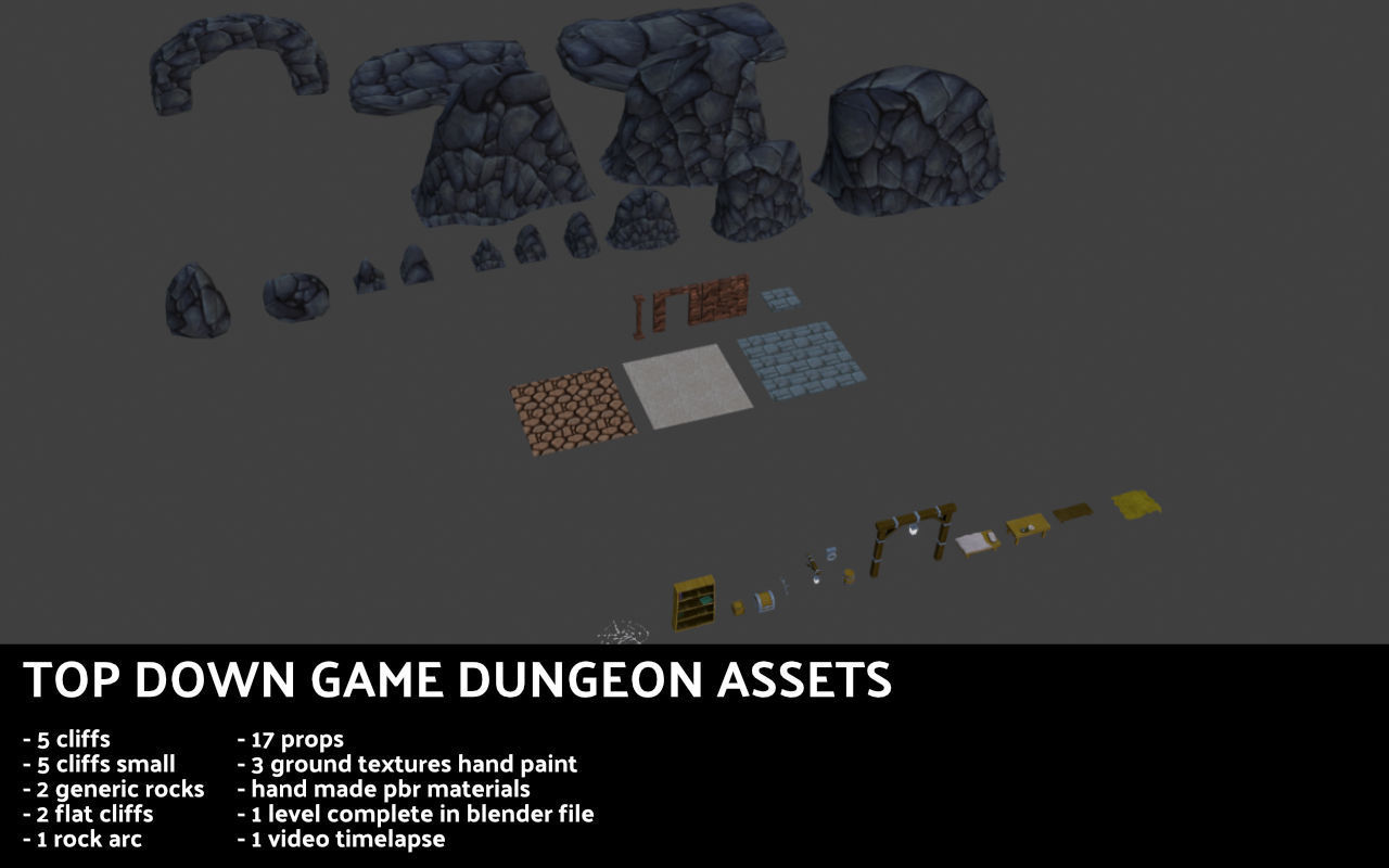 Top Down Game assets stilized Low-poly 3D model_4