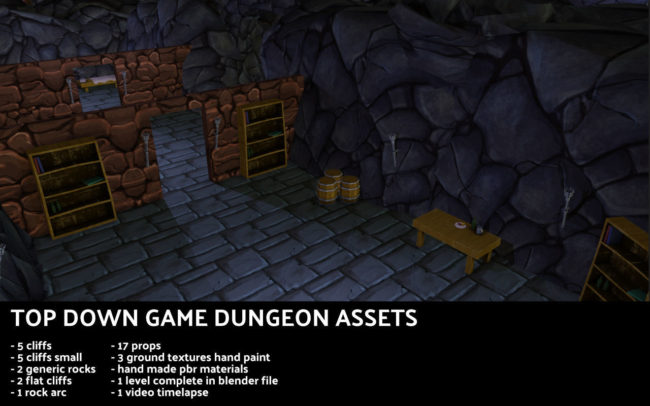 Top Down Game assets stilized Low-poly 3D model_6