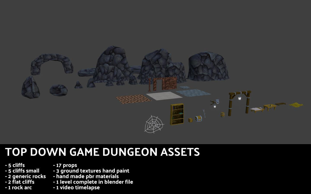 Top Down Game assets stilized Low-poly 3D model_3
