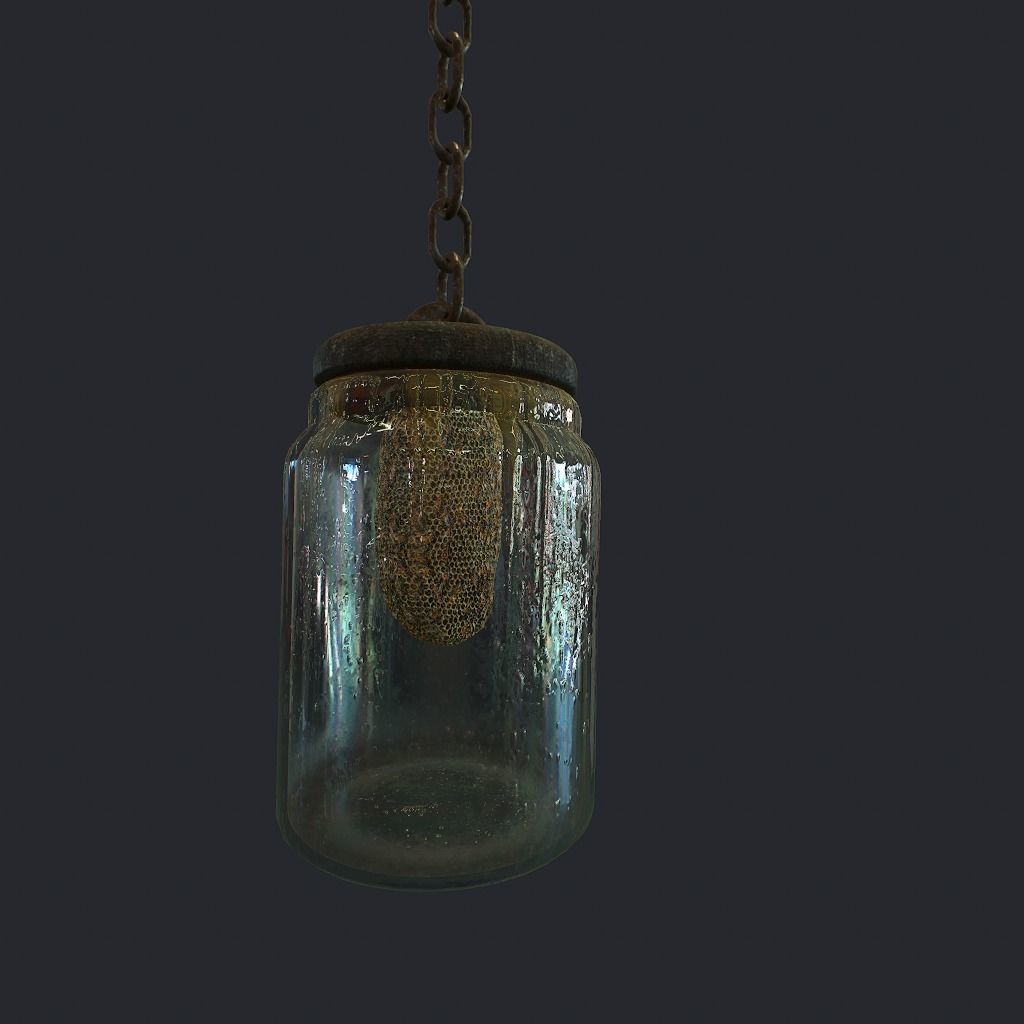 Bees Jar Low-poly 3D model_6