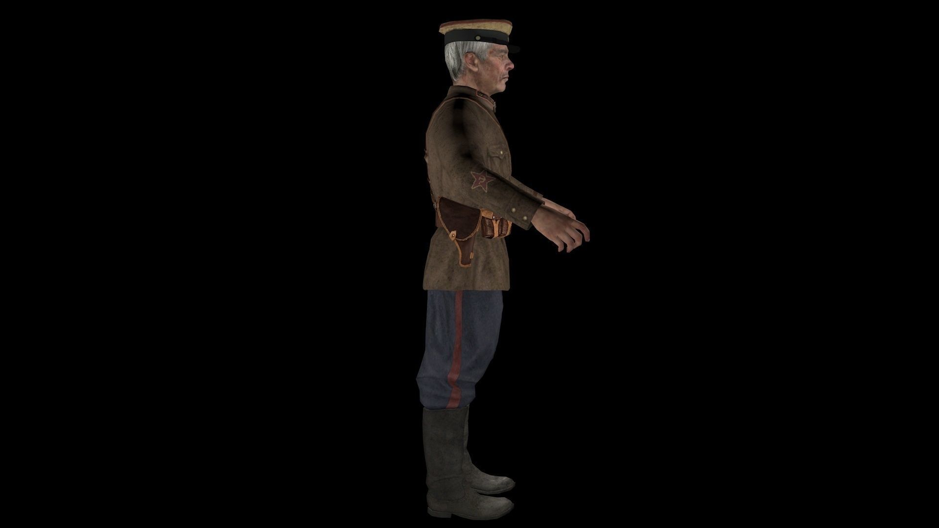 Commissar soldier in uniform 3D model_4