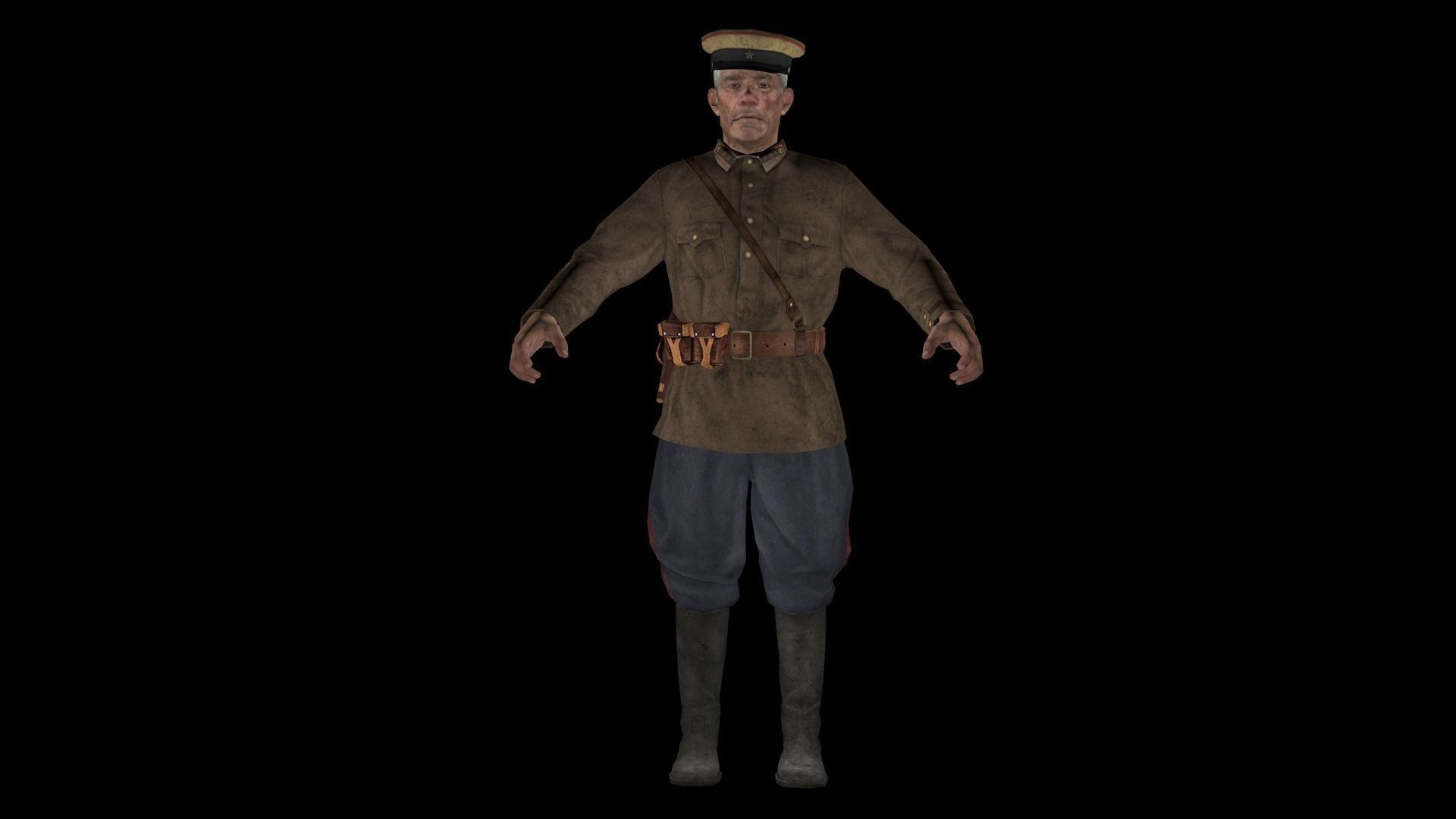 Commissar soldier in uniform 3D model_1