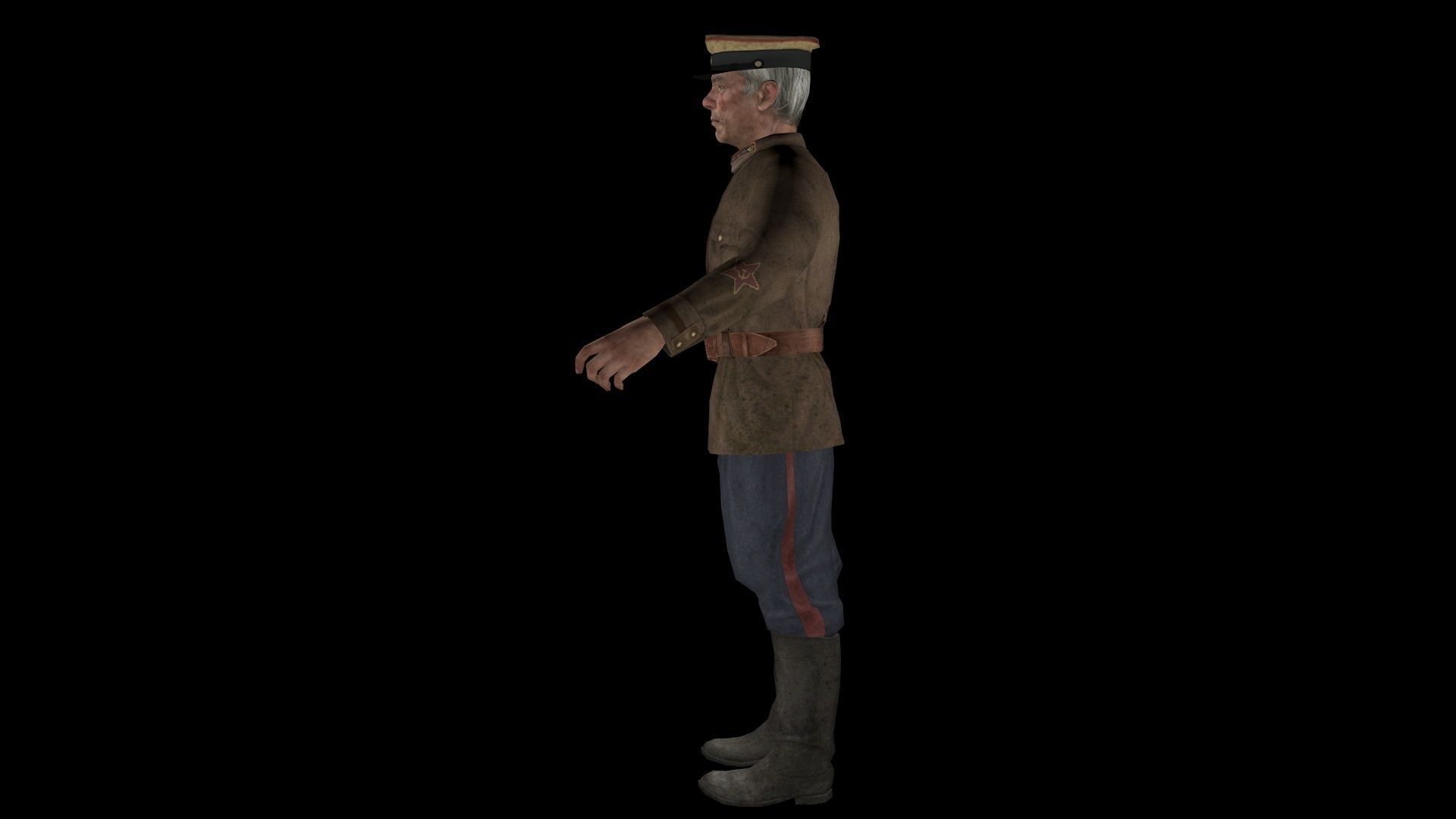 Commissar soldier in uniform 3D model_2