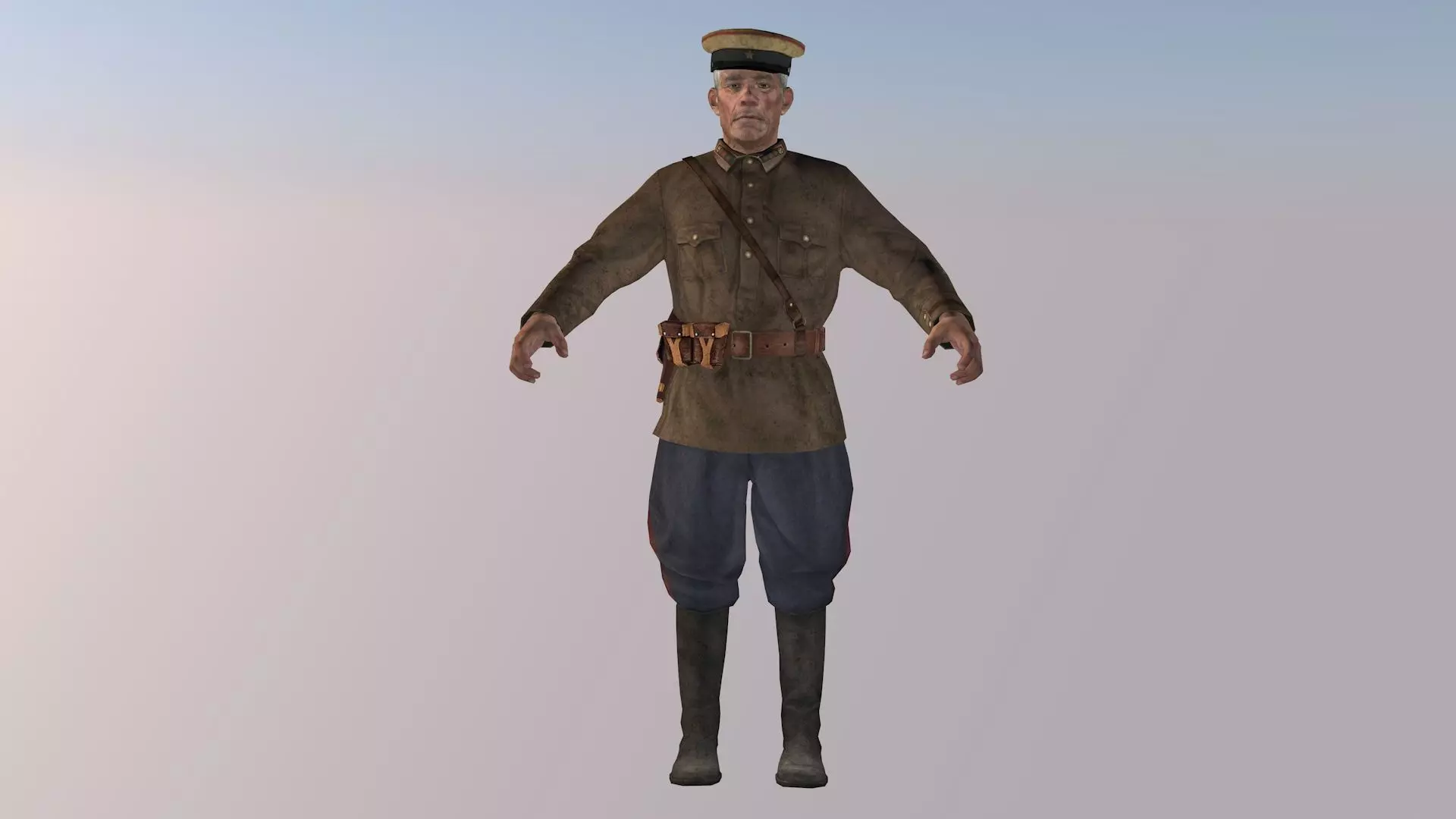 Commissar soldier in uniform 3D model_0