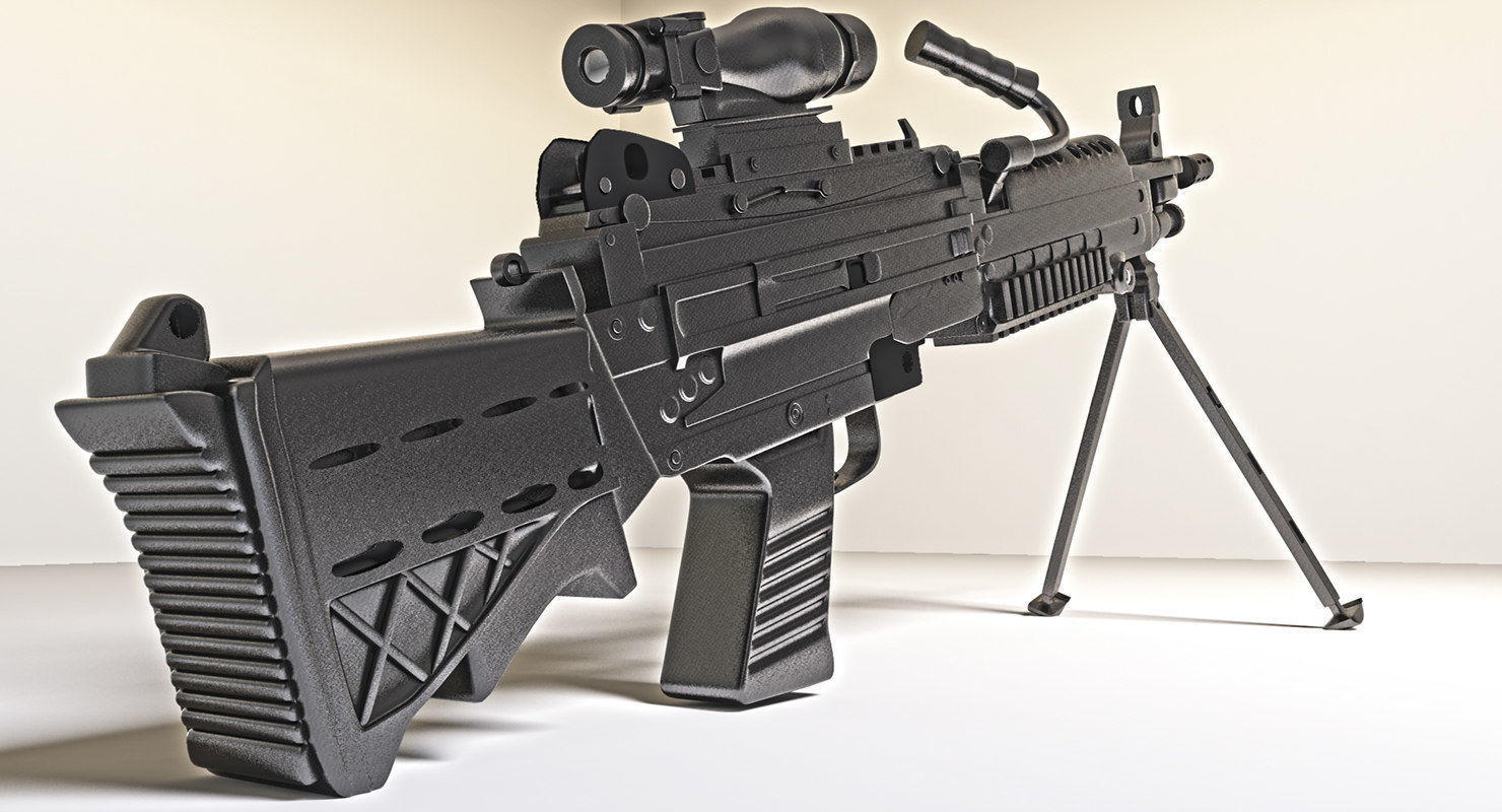 Gun 3d model assault rifle with scope 3D model_11