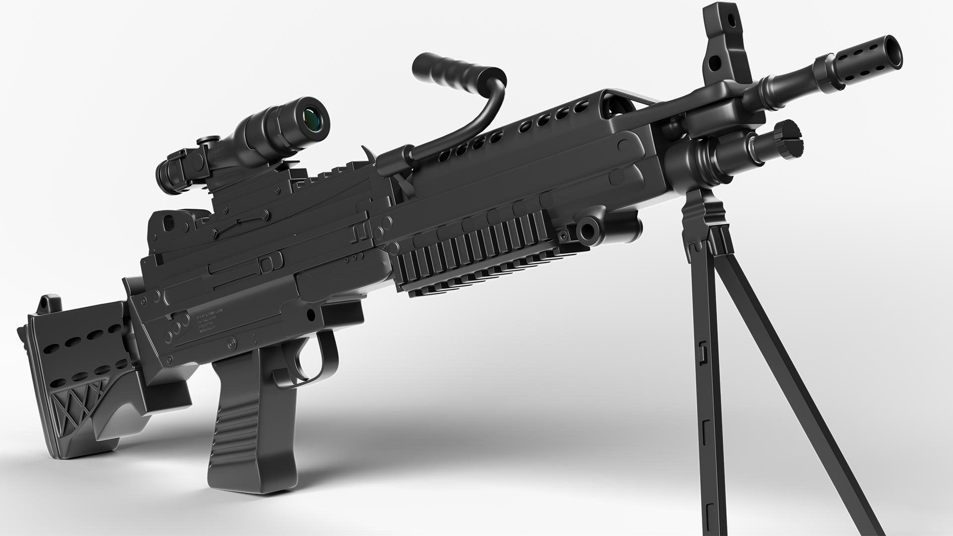 Gun 3d model assault rifle with scope 3D model_4