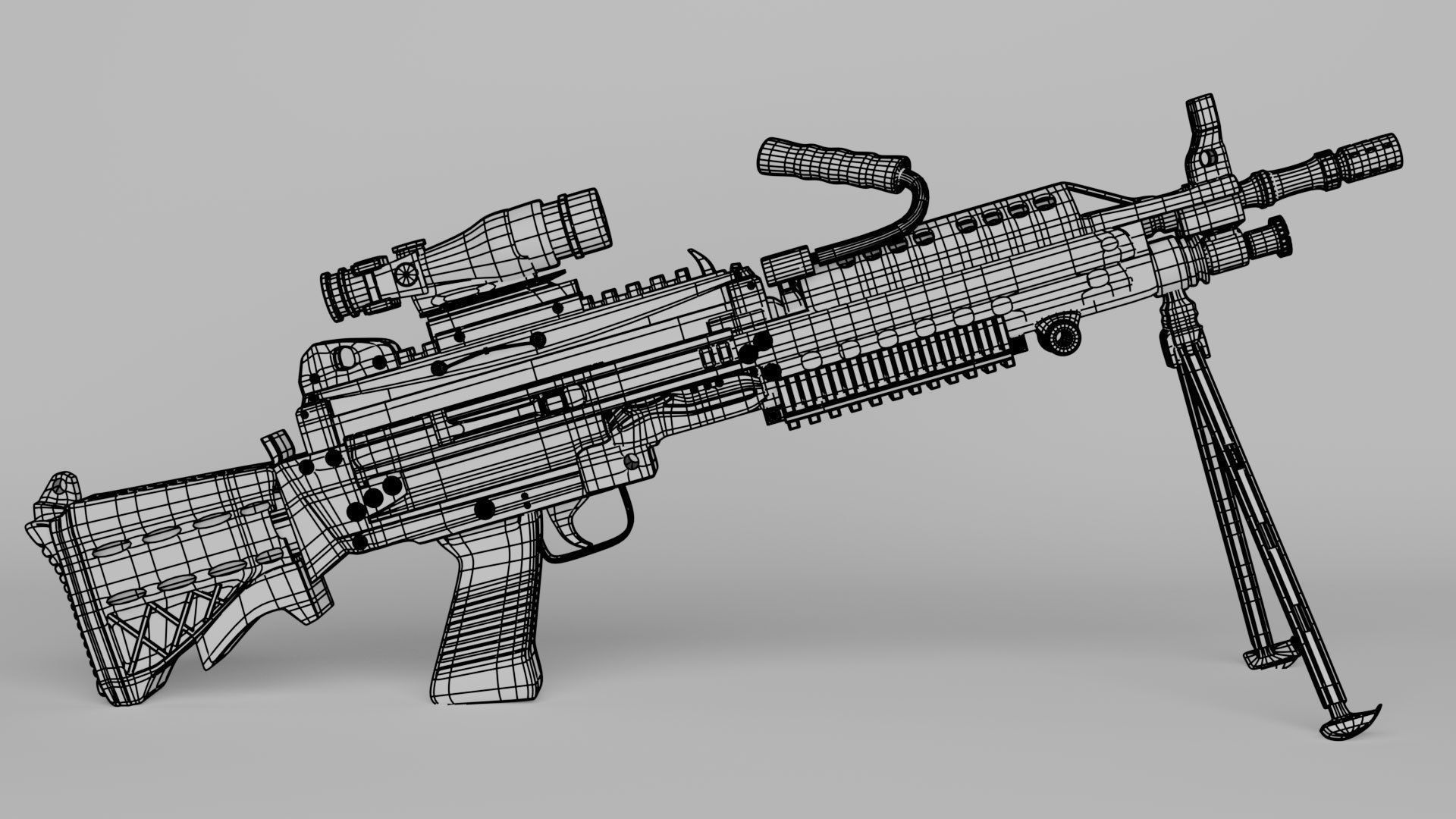 Gun 3d model assault rifle with scope 3D model_12