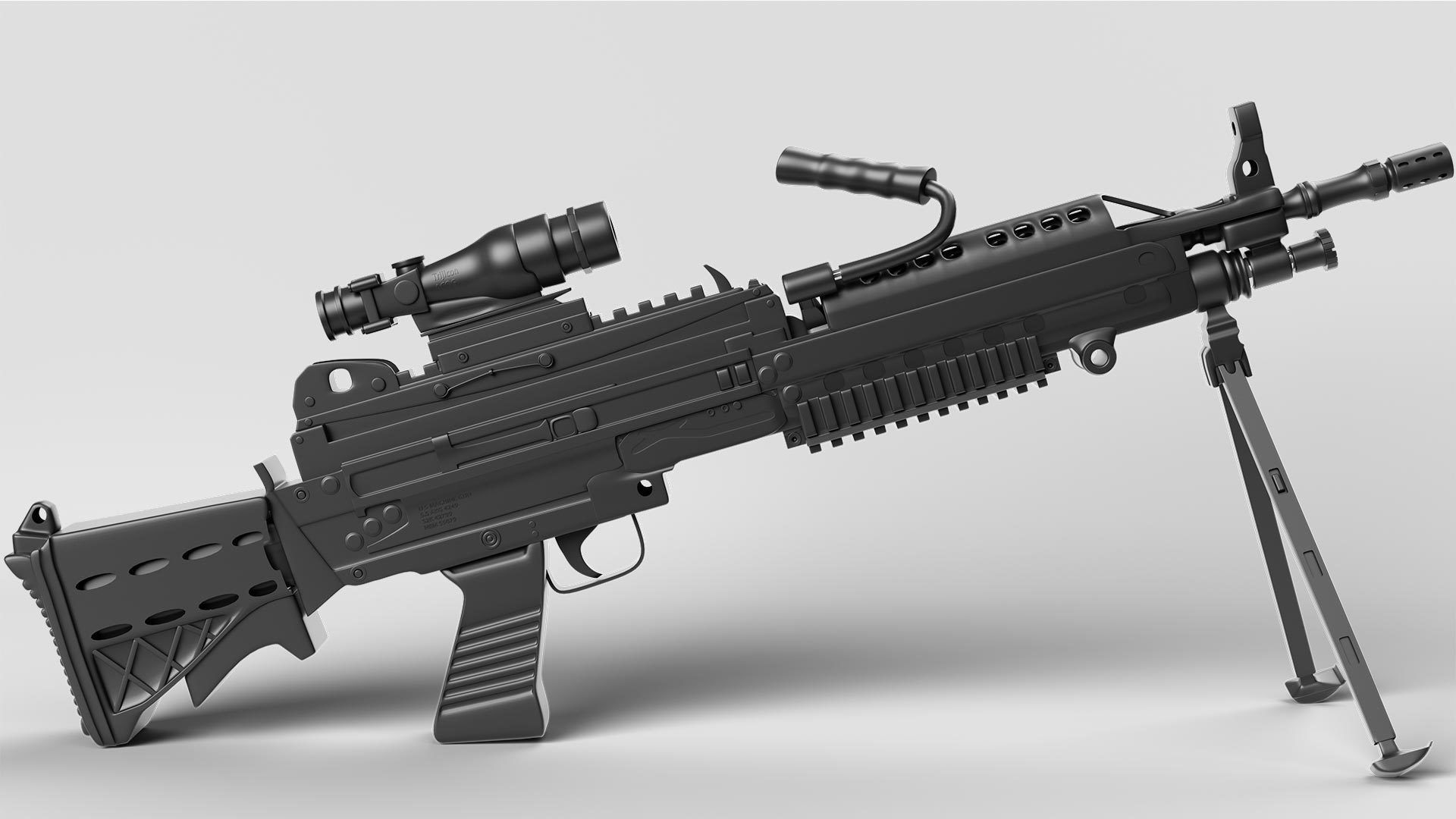 Gun 3d model assault rifle with scope 3D model_3