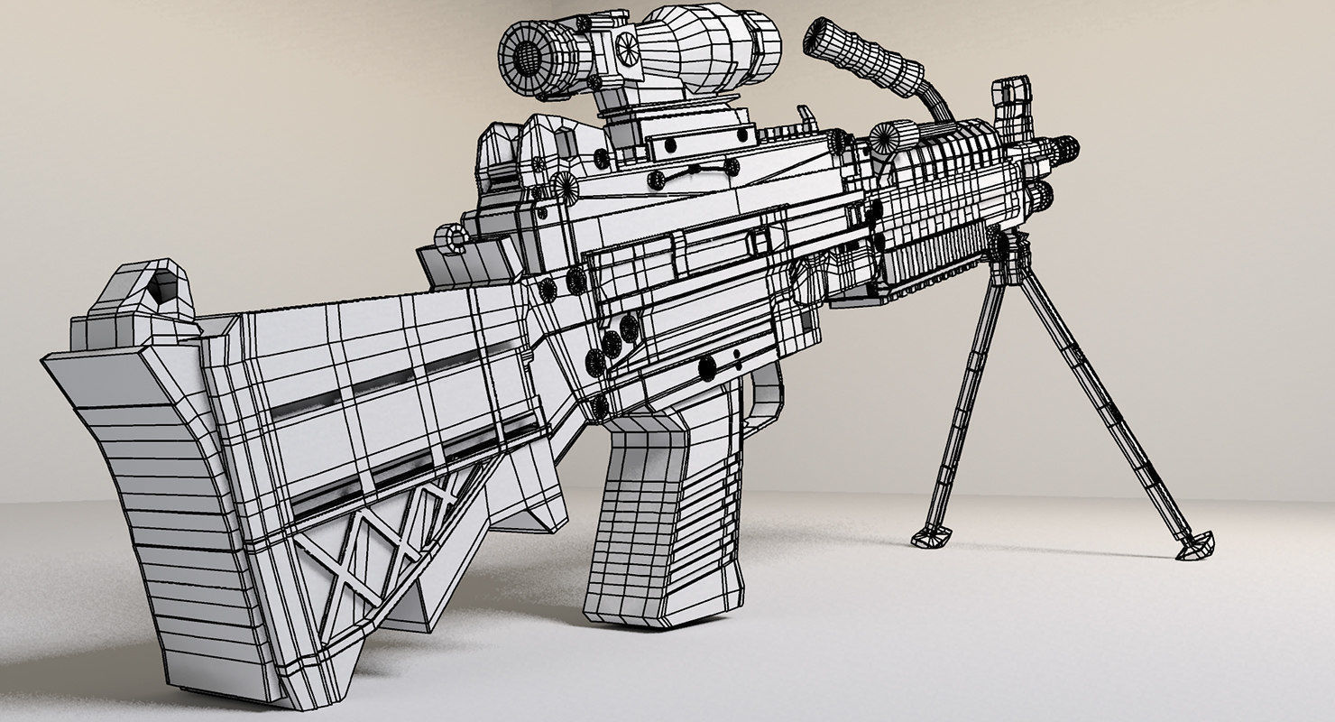 Gun 3d model assault rifle with scope 3D model_13