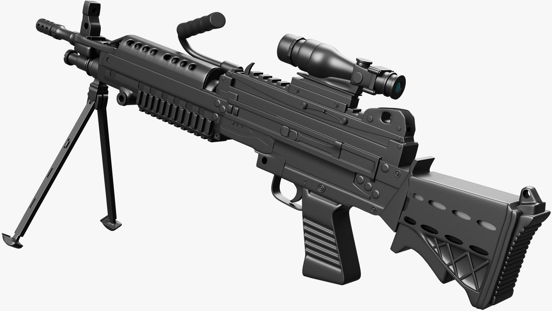 Gun 3d model assault rifle with scope 3D model_2