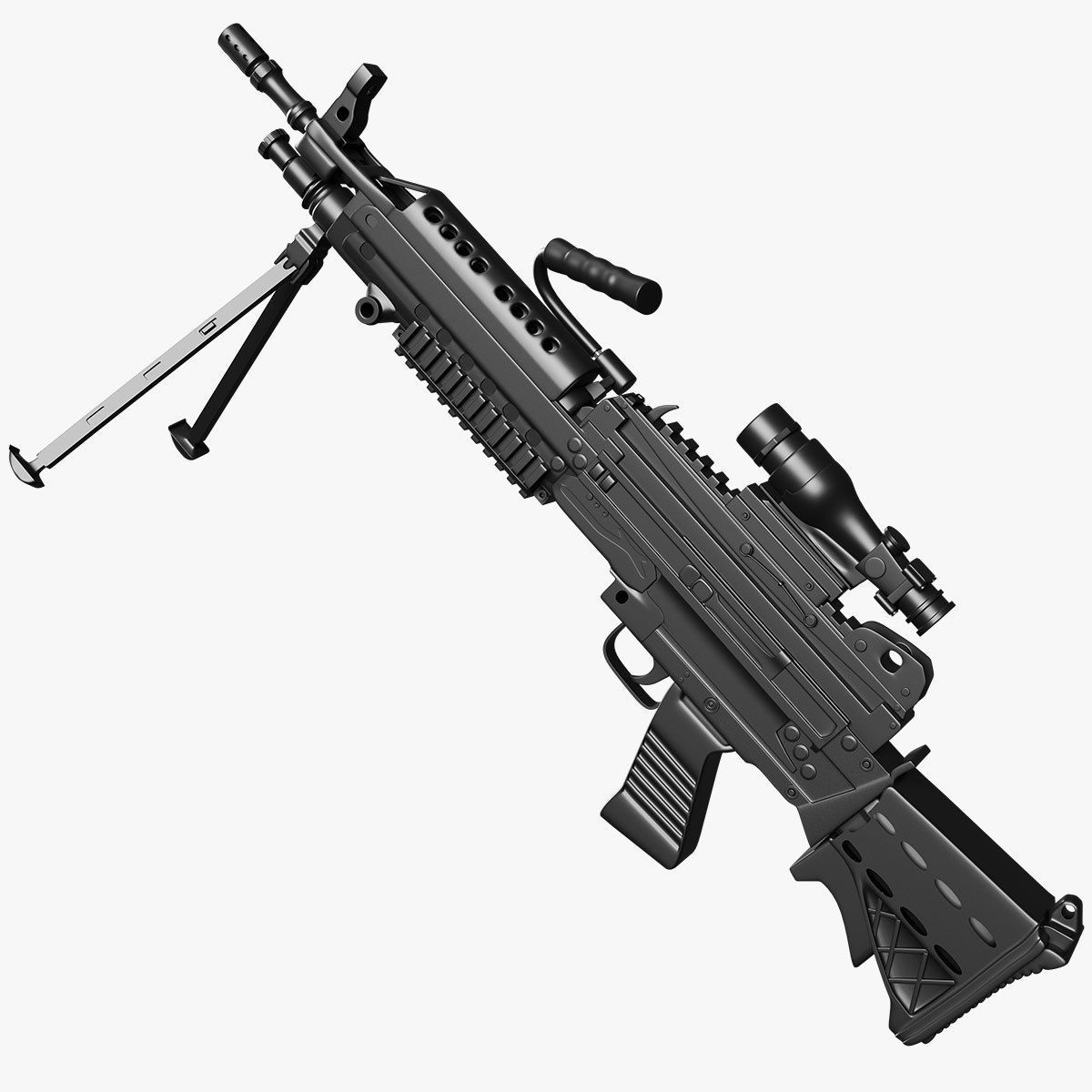 Gun 3d model assault rifle with scope 3D model_10