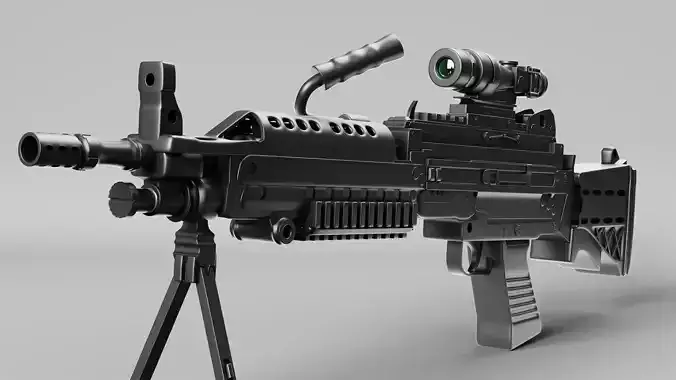 Gun 3d model assault rifle with scope 3D model