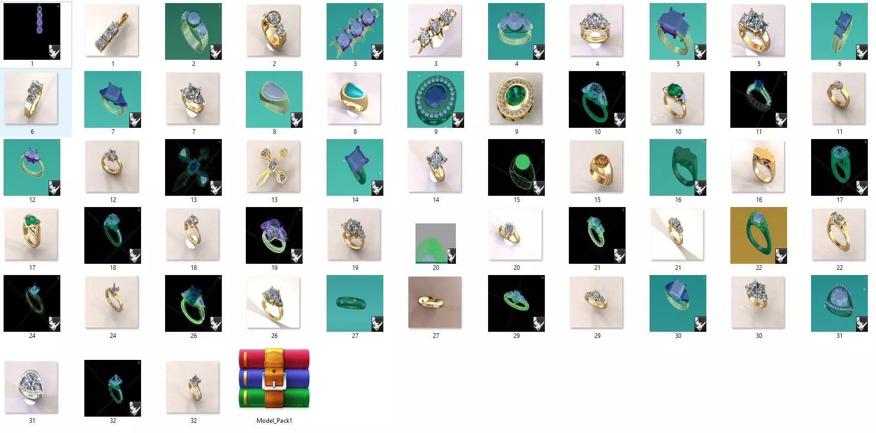 Models and rings Mega Pack Free 3D print model