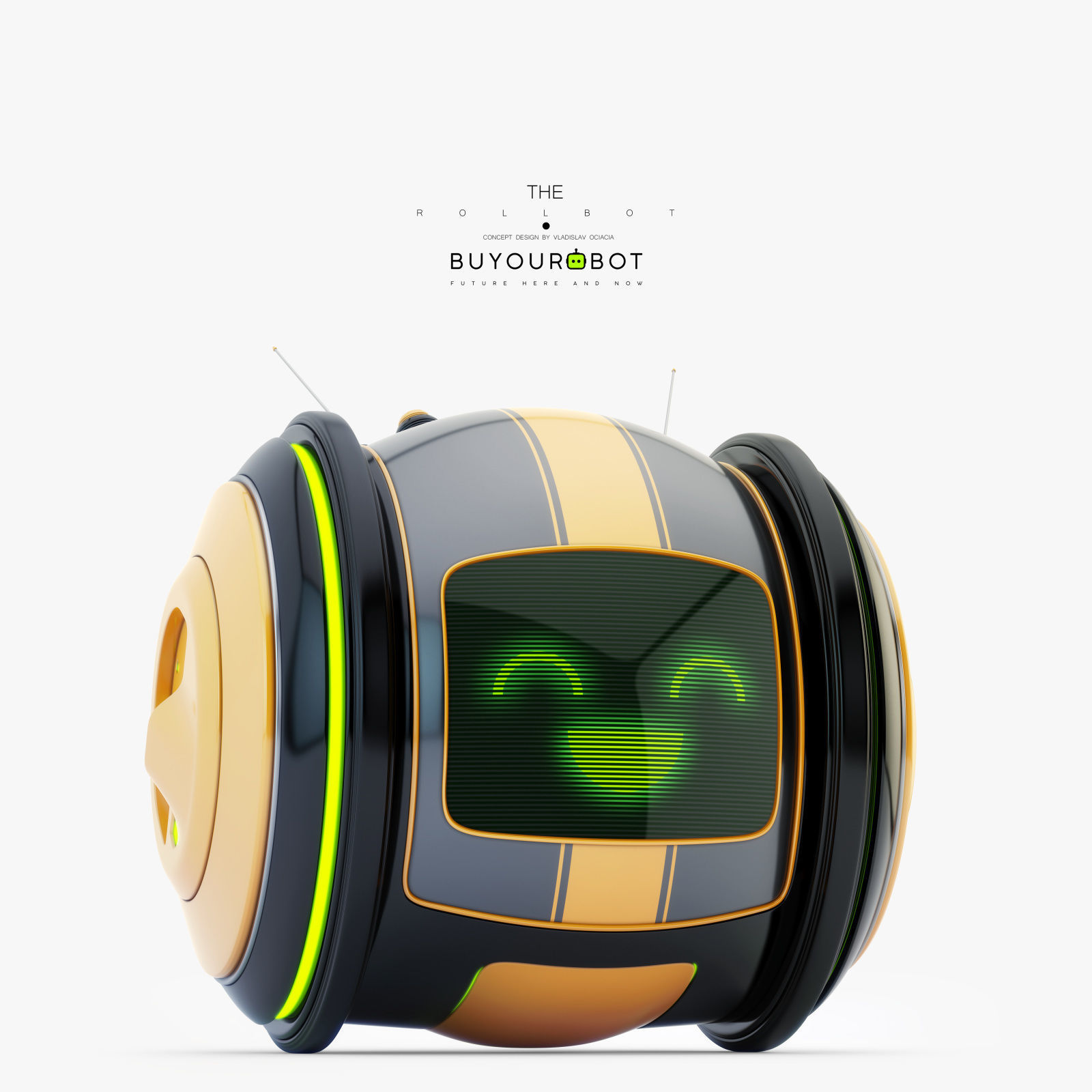 Cute rolling bot toy V 3D model_3