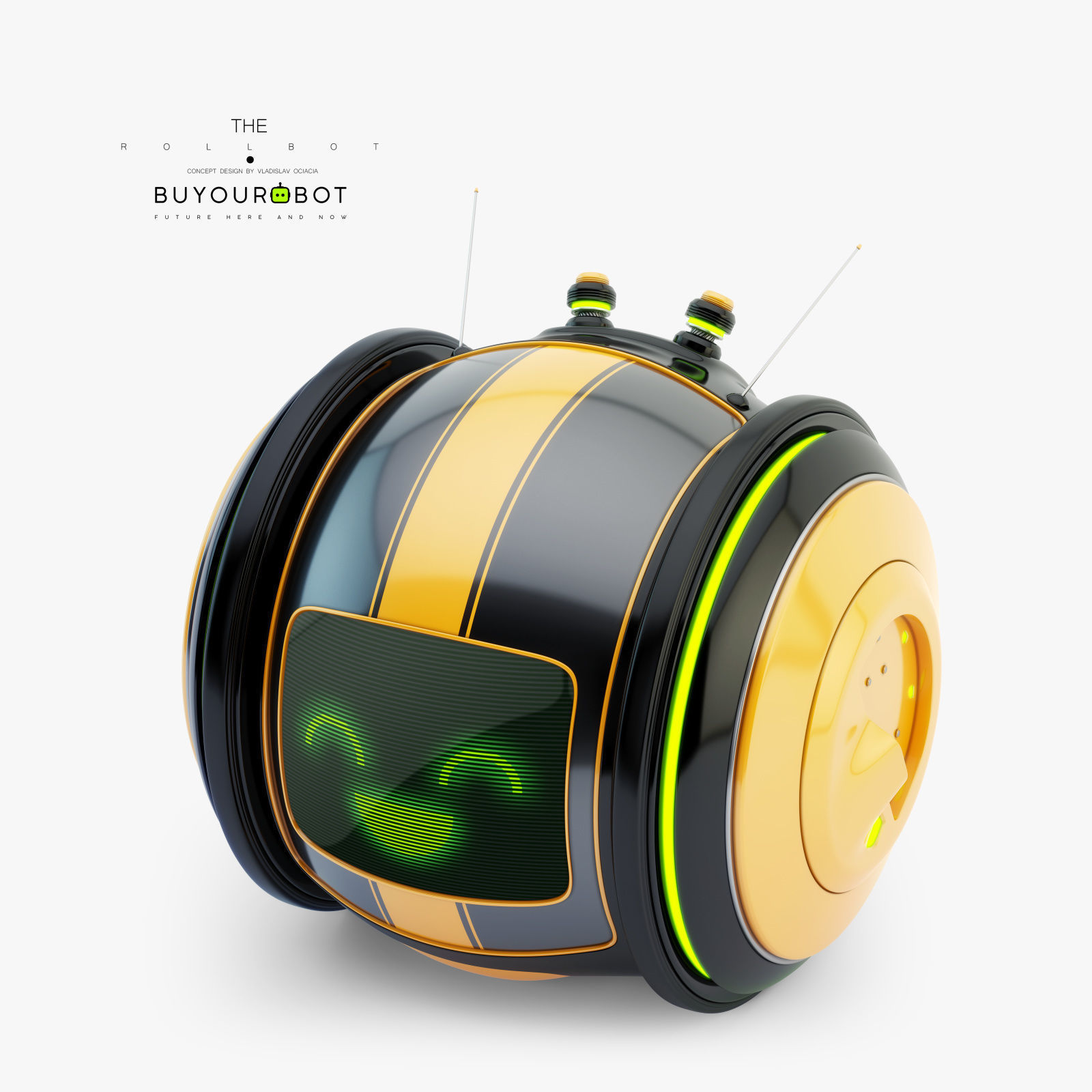 Cute rolling bot toy V 3D model_1