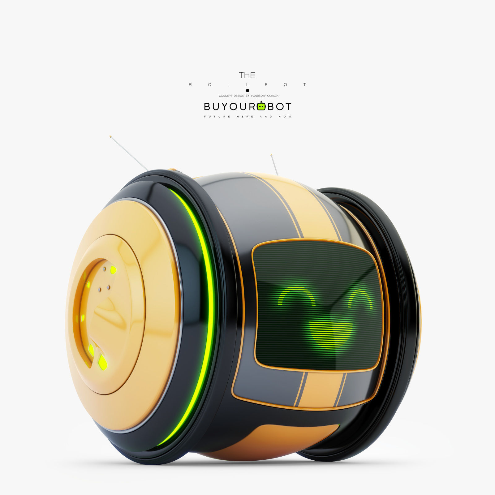 Cute rolling bot toy V 3D model_2