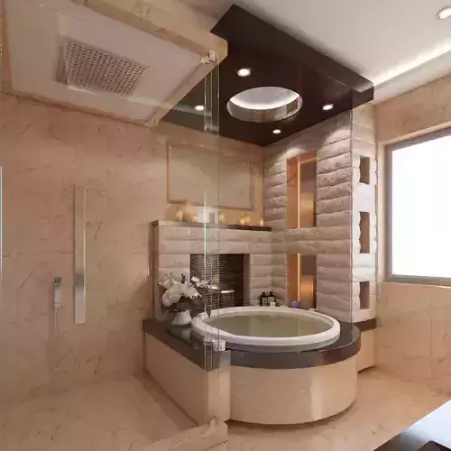 Bathroom modern with tub and shower