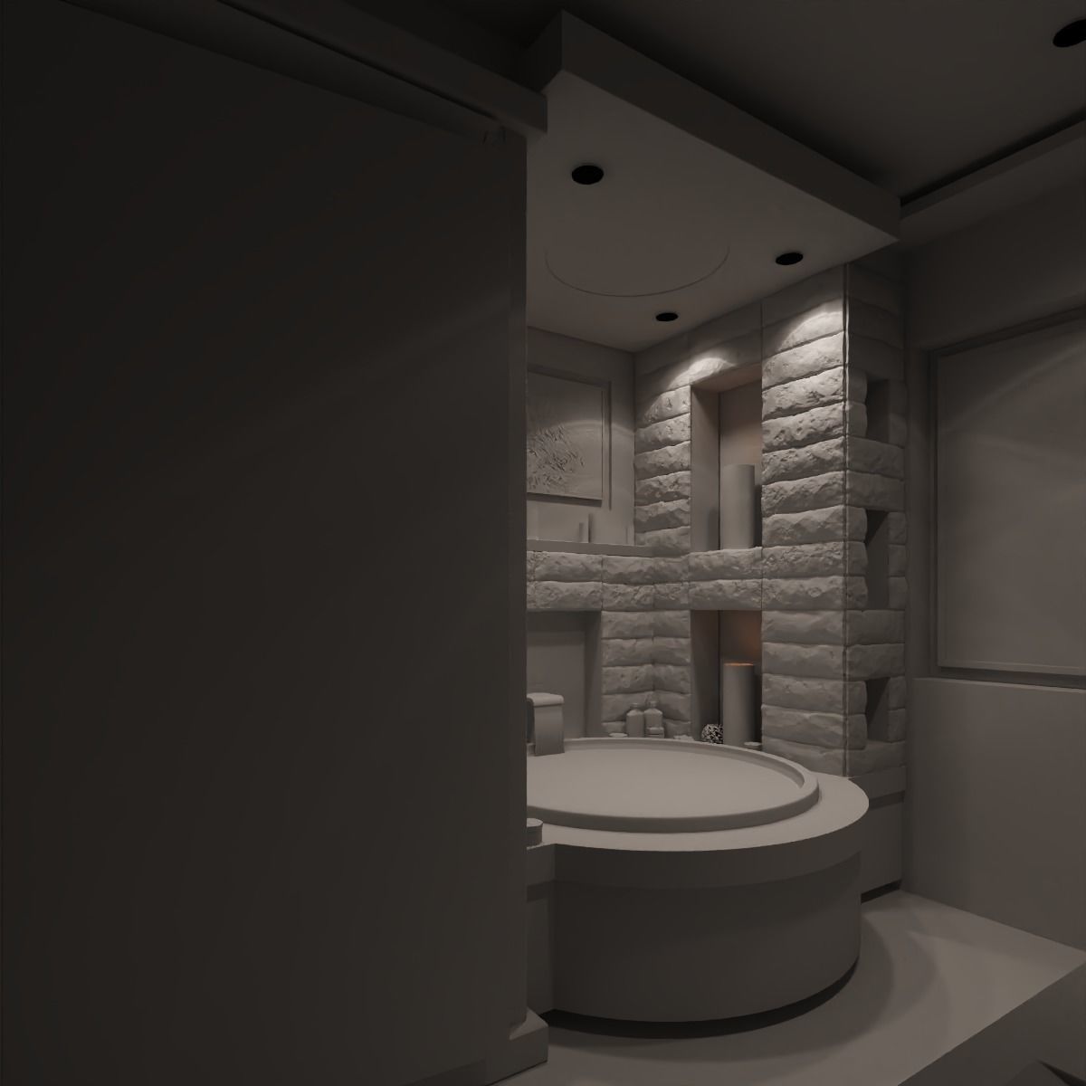 Bathroom modern with tub and shower 3D model_4
