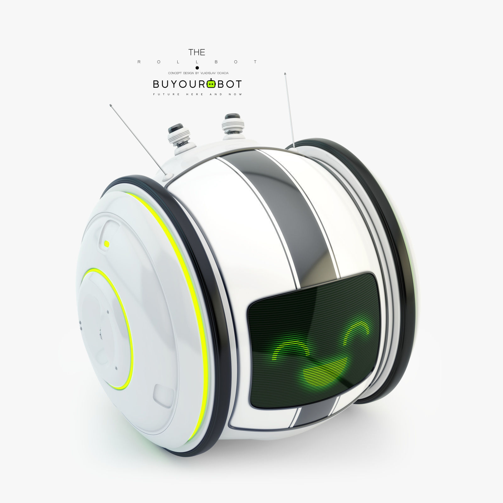 Cute rolling bot toy IV 3D model_1