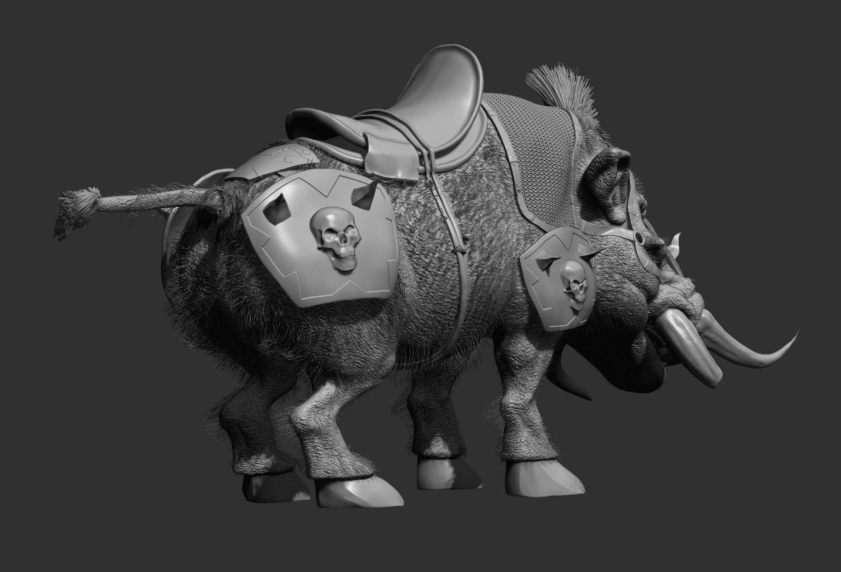 Armored Wild Boar 3D model_4