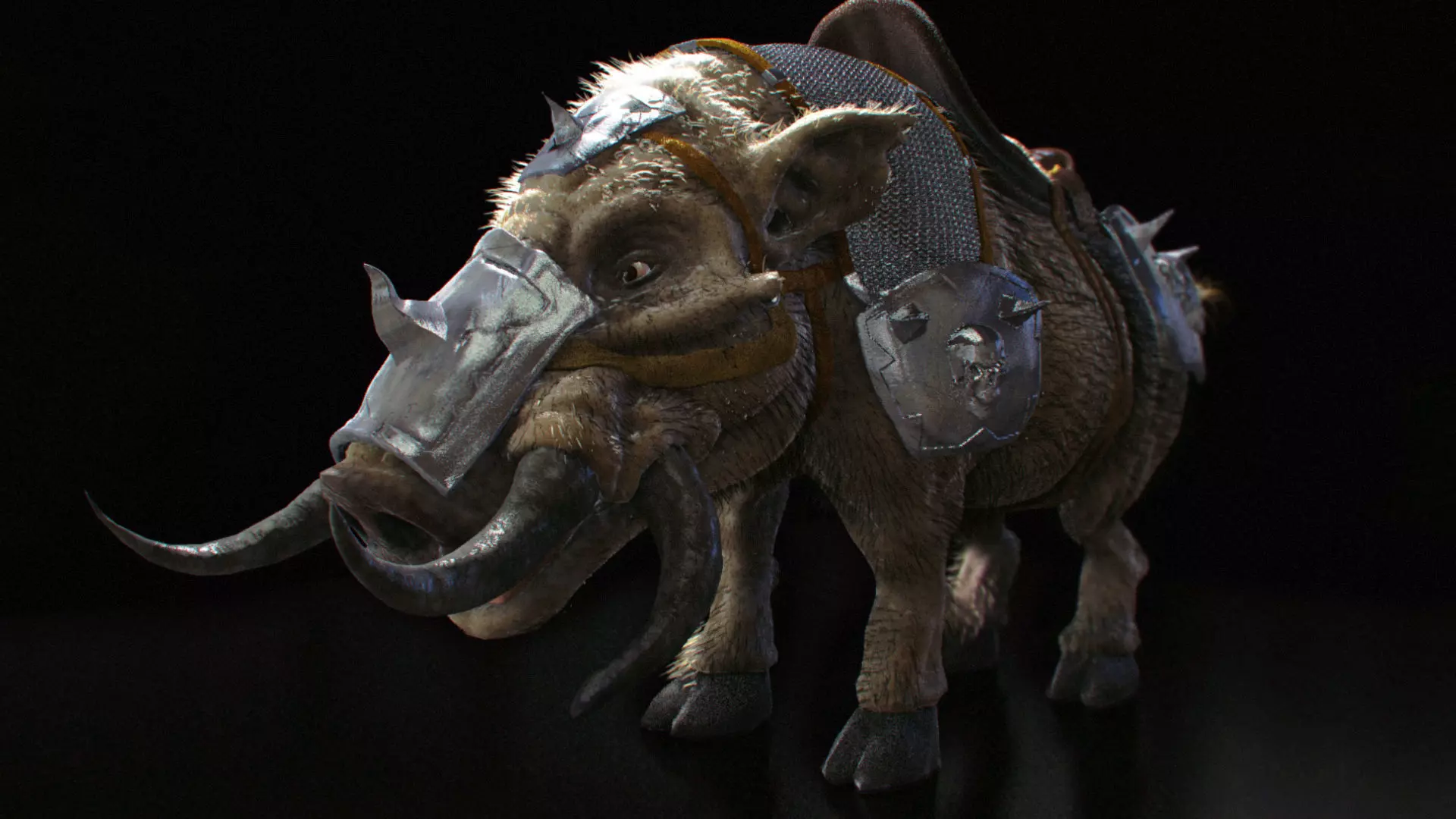 Armored Wild Boar 3D model_0