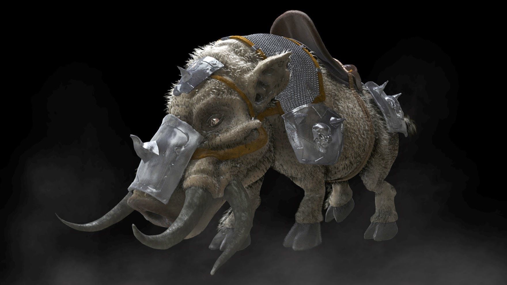 Armored Wild Boar 3D model_5