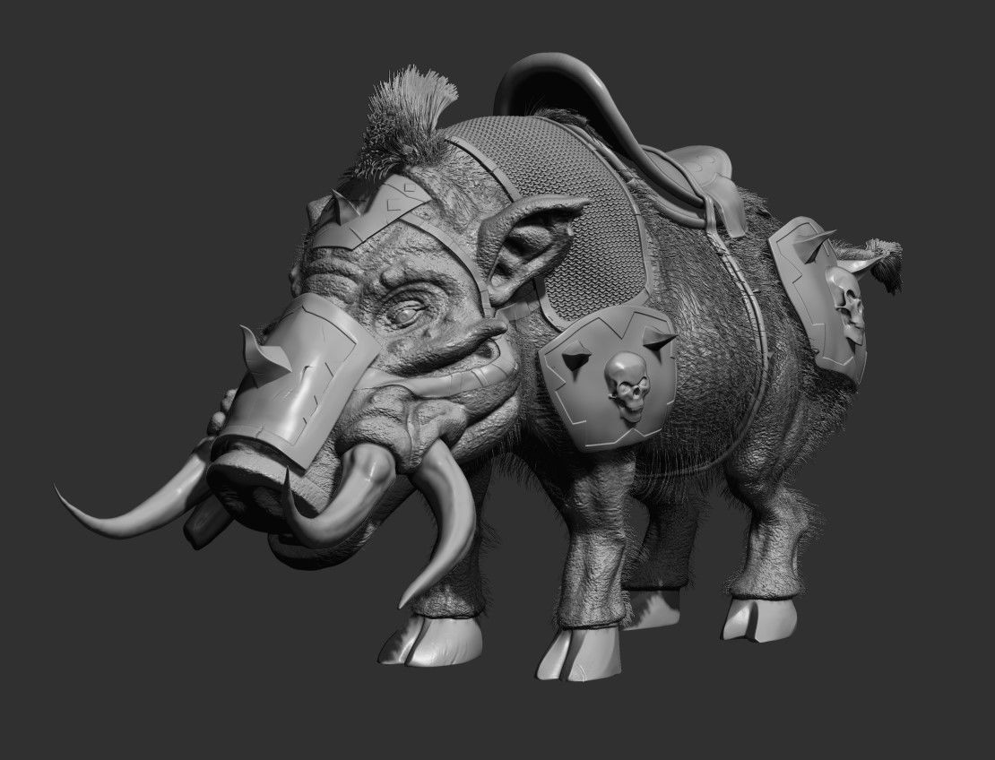 Armored Wild Boar 3D model_2