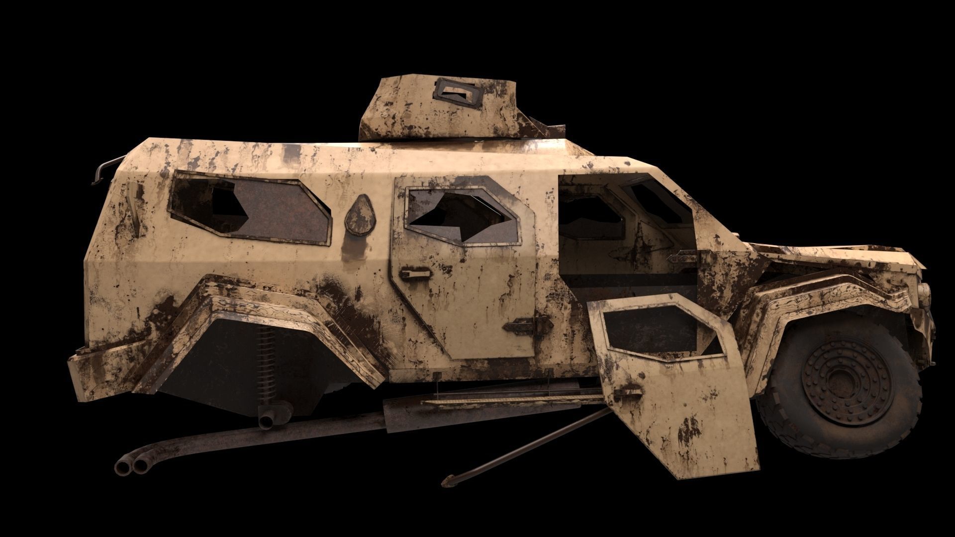 damaged Terradyne Gurkha lapv  Free low-poly 3D model_5
