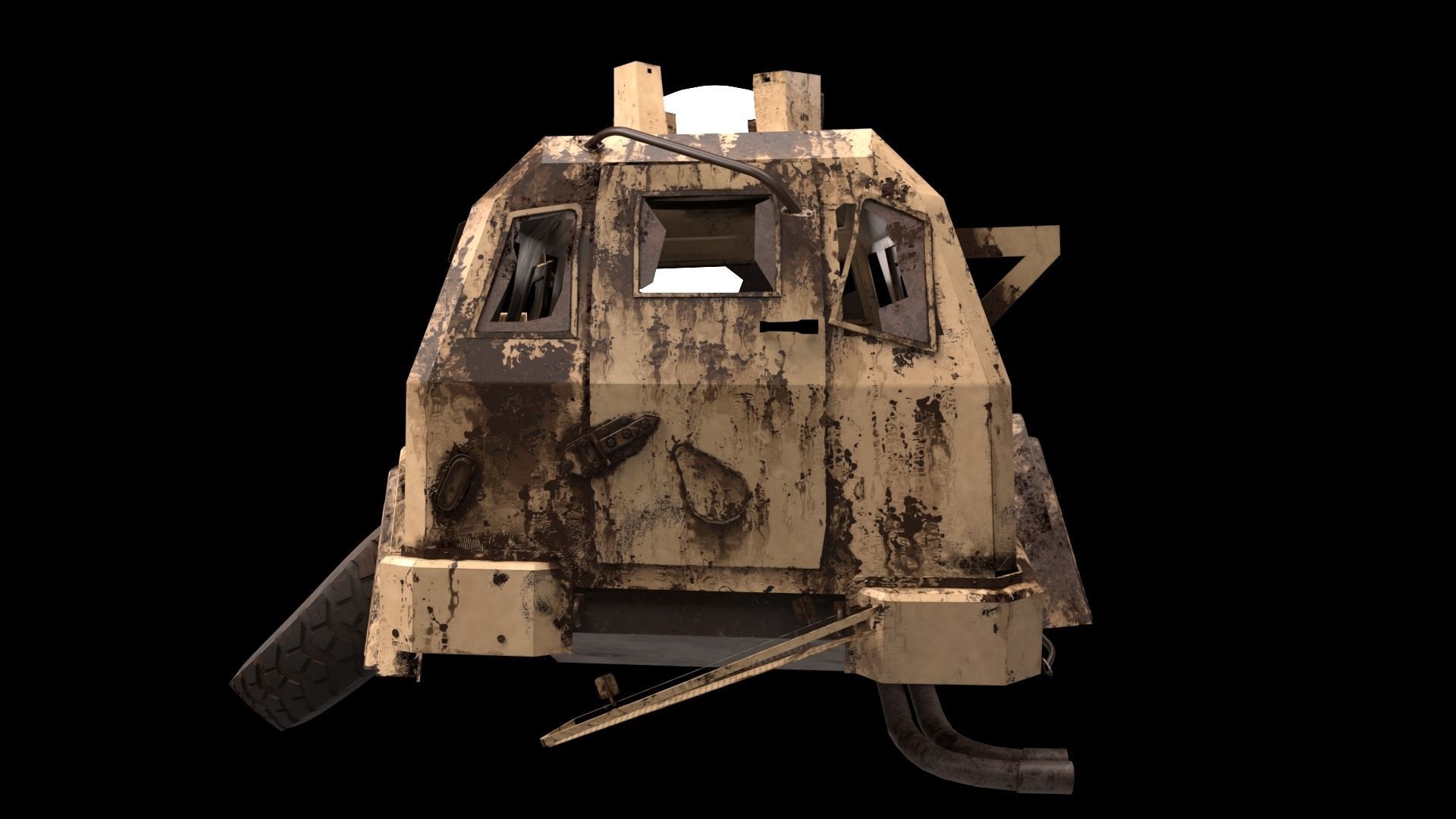 damaged Terradyne Gurkha lapv  Free low-poly 3D model_3