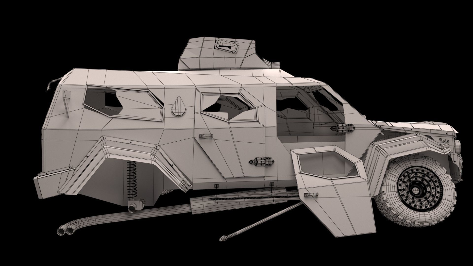damaged Terradyne Gurkha lapv  Free low-poly 3D model_20