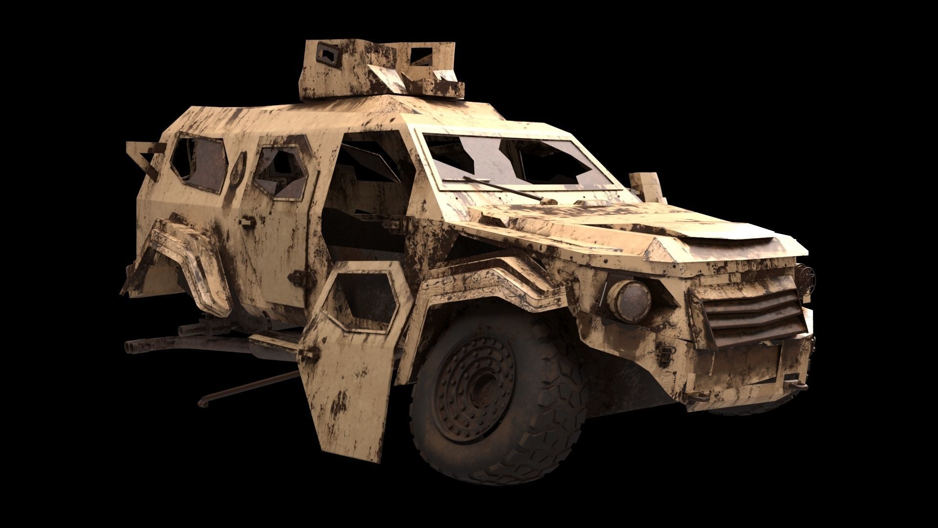 damaged Terradyne Gurkha lapv  Free low-poly 3D model_6