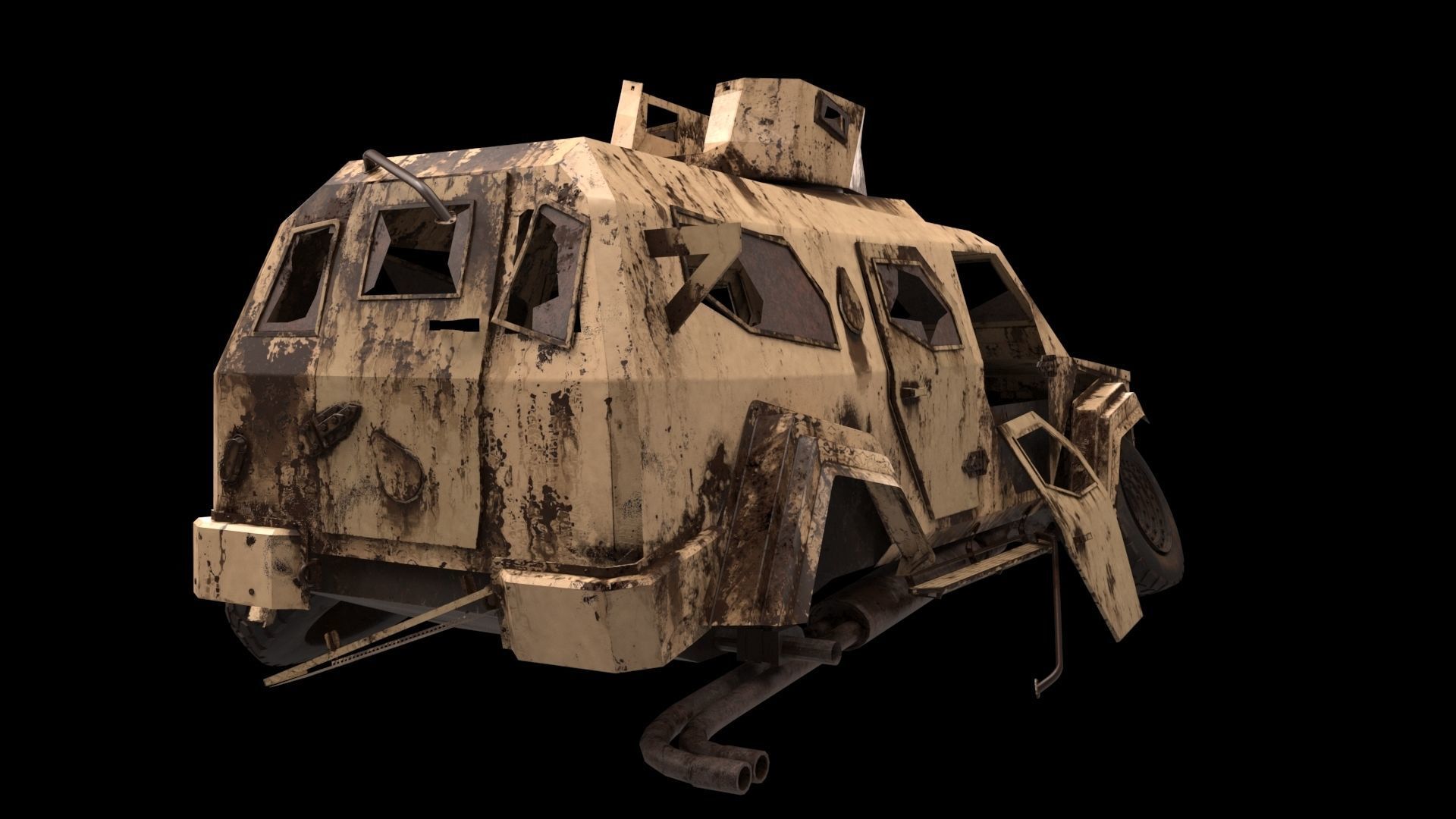 damaged Terradyne Gurkha lapv  Free low-poly 3D model_4