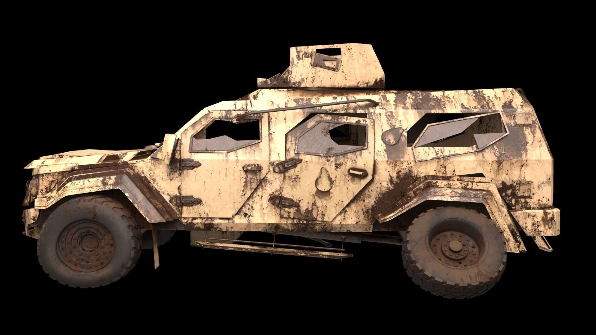 damaged Terradyne Gurkha lapv  Free low-poly 3D model_1