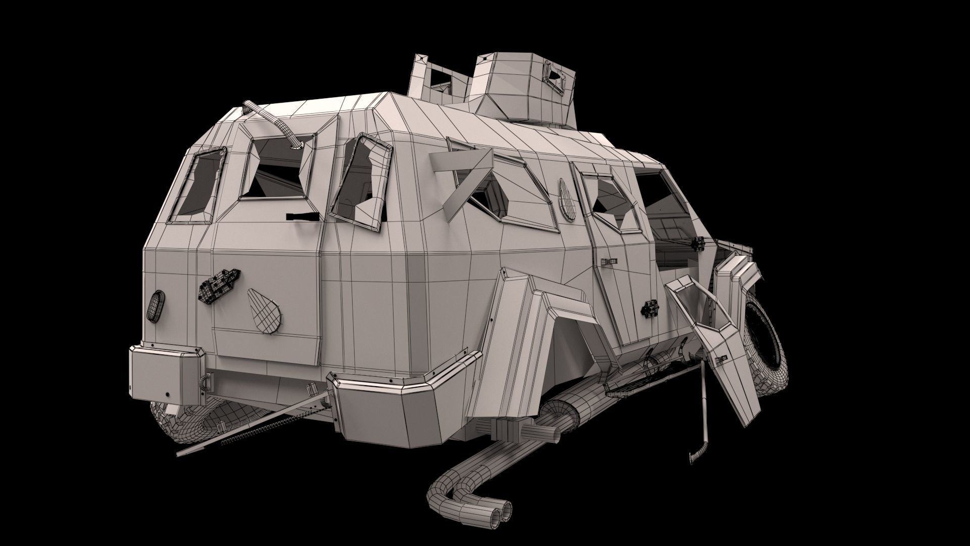 damaged Terradyne Gurkha lapv  Free low-poly 3D model_19