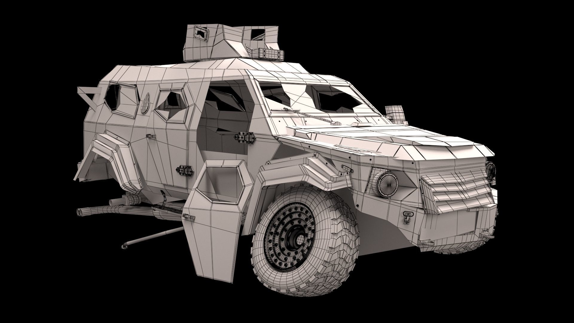 damaged Terradyne Gurkha lapv  Free low-poly 3D model_21