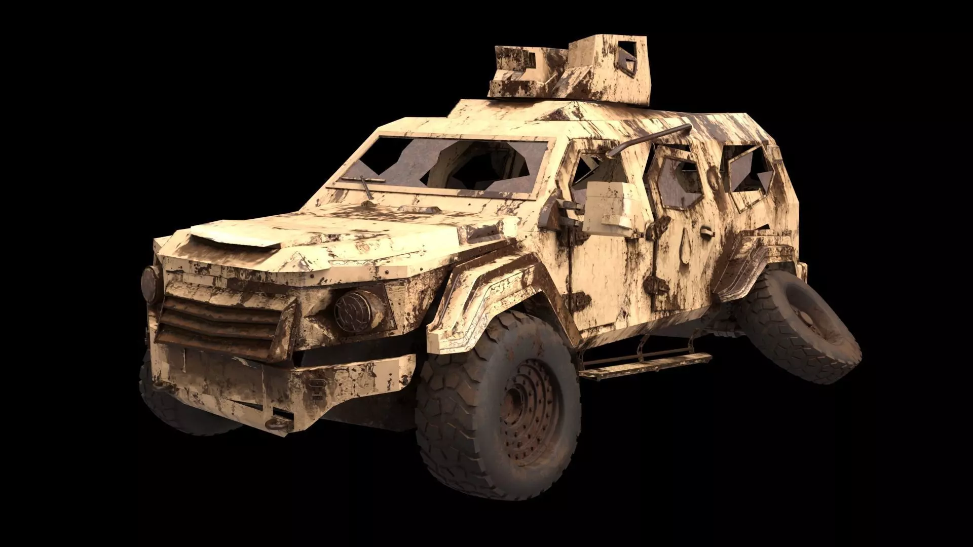 damaged Terradyne Gurkha lapv  Free low-poly 3D model_0