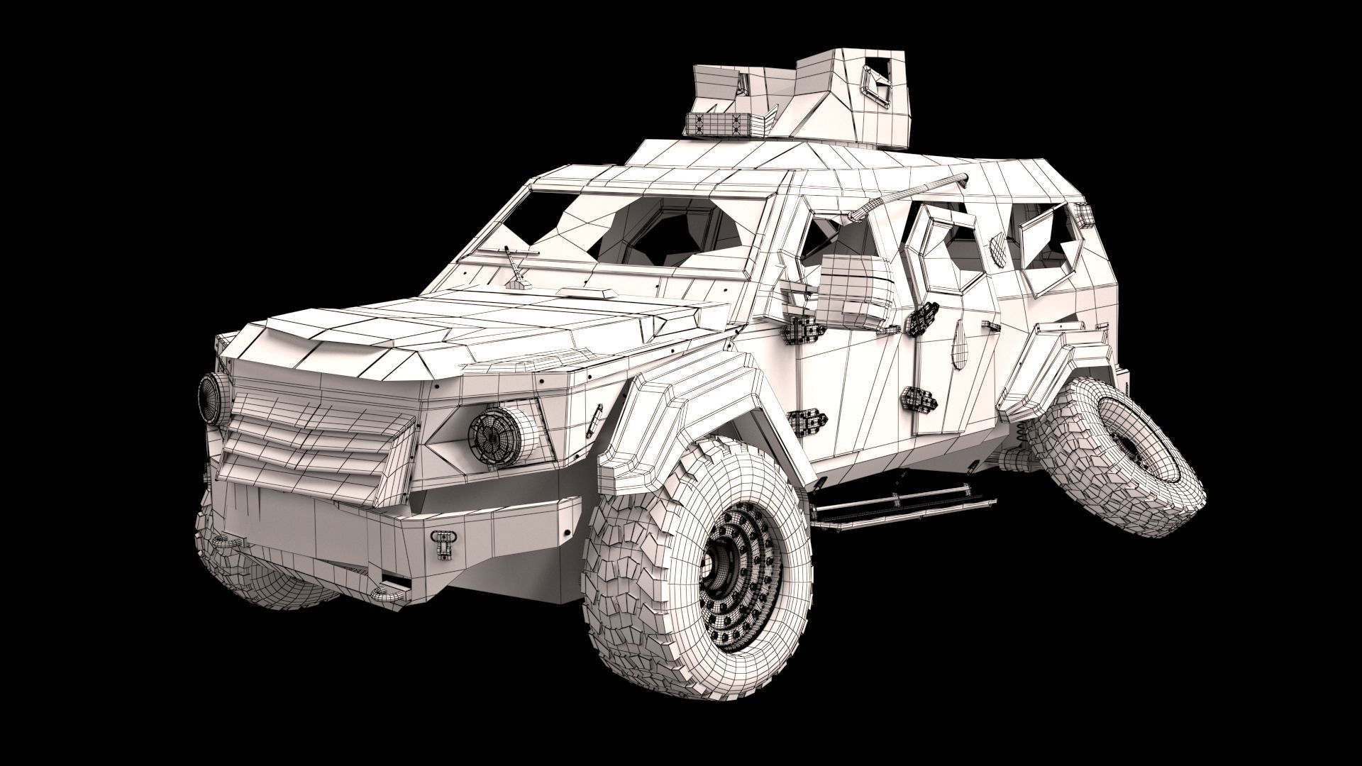 damaged Terradyne Gurkha lapv  Free low-poly 3D model_15