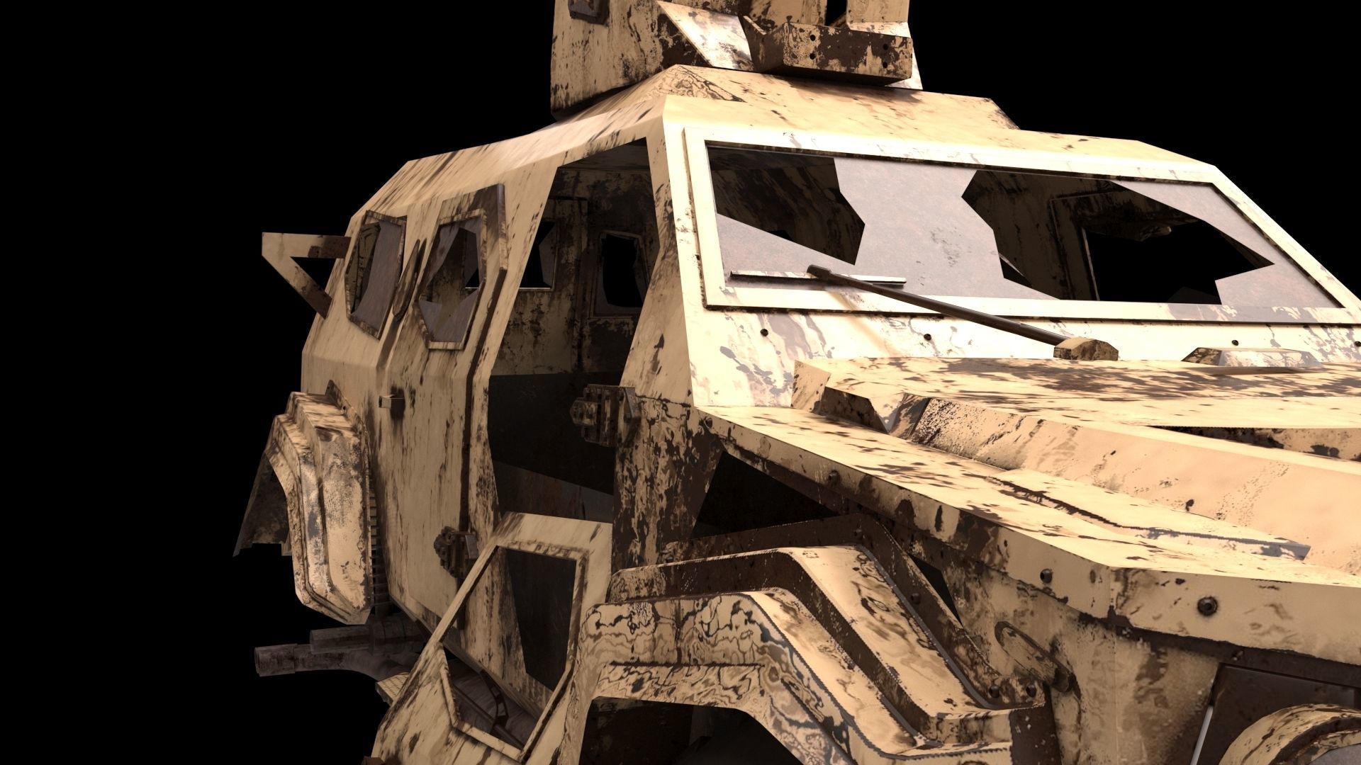 damaged Terradyne Gurkha lapv  Free low-poly 3D model_9