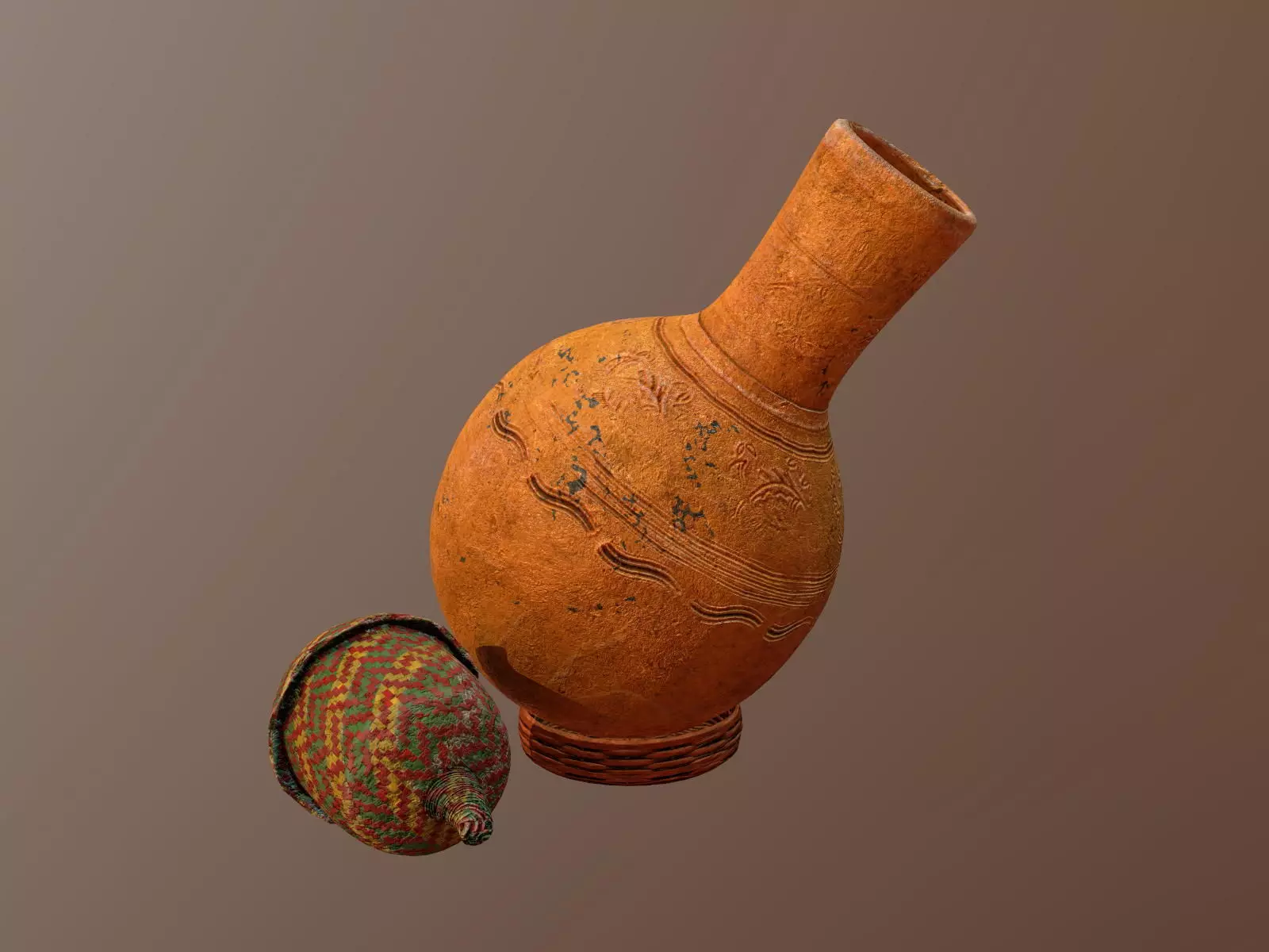 Claypot Low poly PBR ancient egyptian vase Low-poly 3D model_0