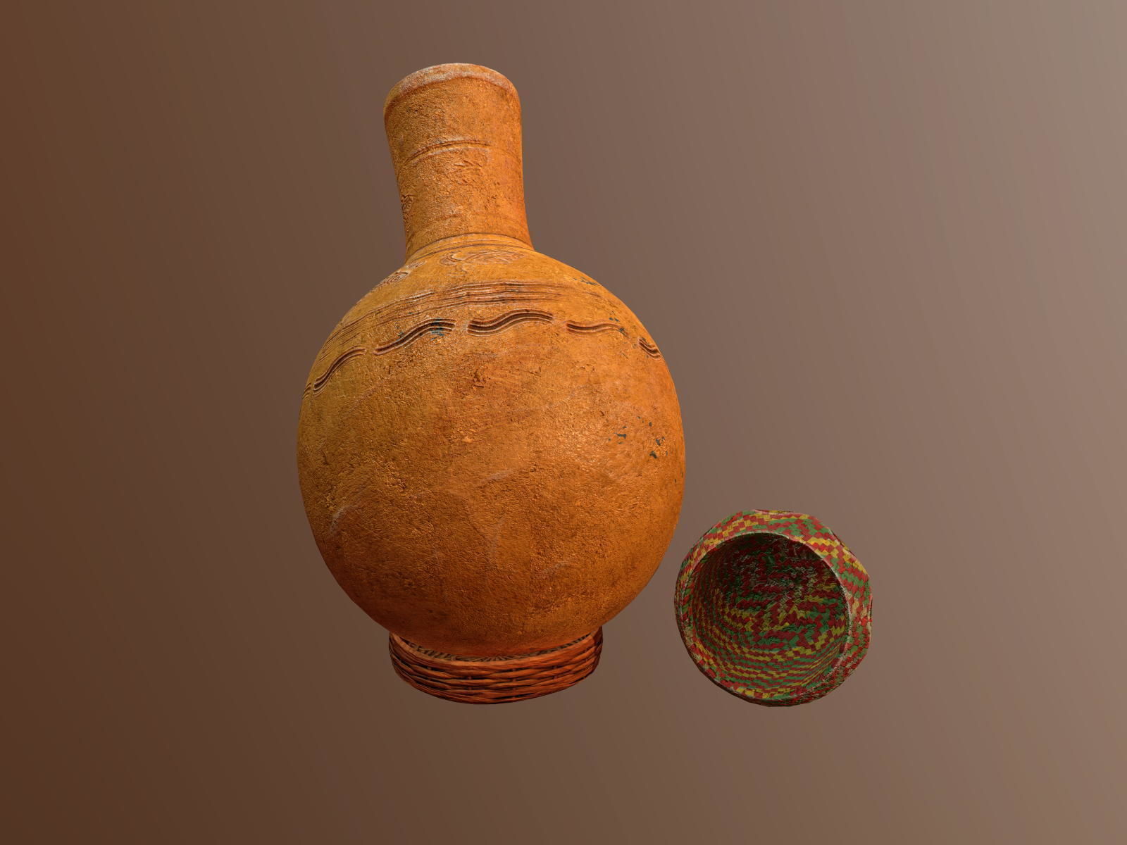 Claypot Low poly PBR ancient egyptian vase Low-poly 3D model_3