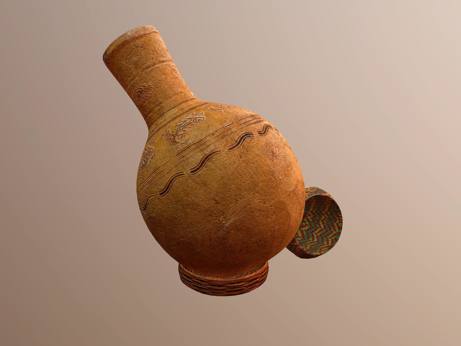 Claypot Low poly PBR ancient egyptian vase Low-poly 3D model_4