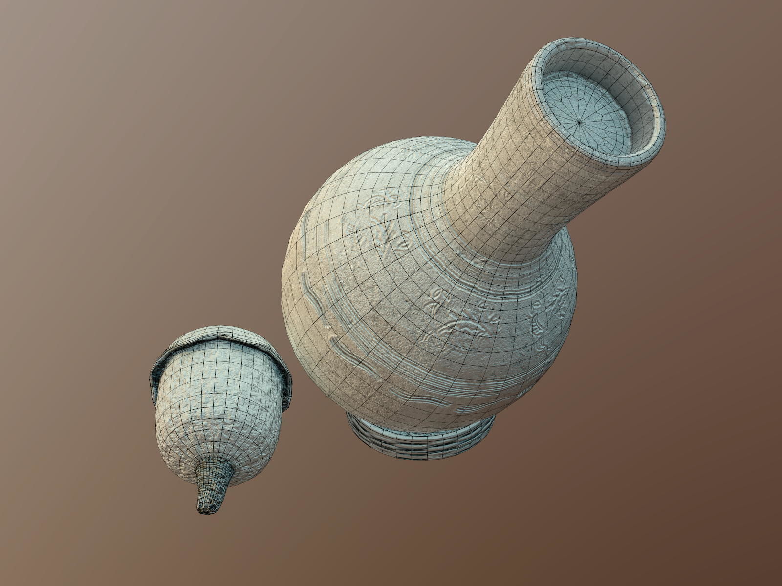 Claypot Low poly PBR ancient egyptian vase Low-poly 3D model_16
