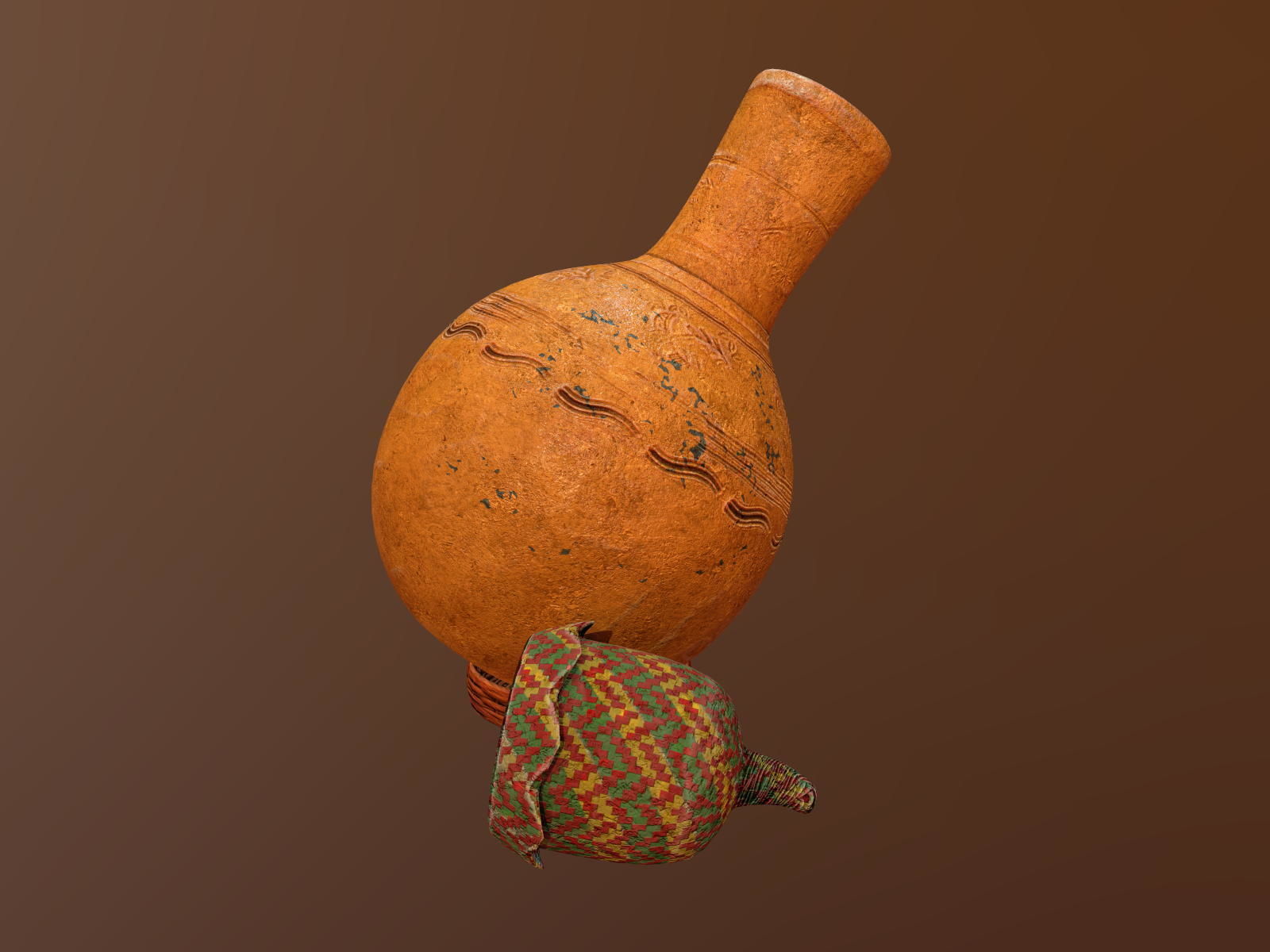 Claypot Low poly PBR ancient egyptian vase Low-poly 3D model_2