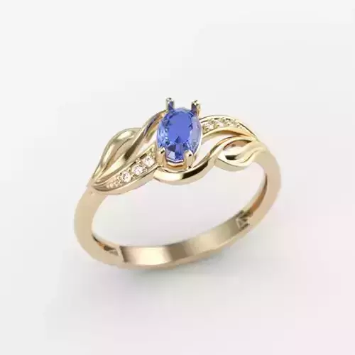 wedding engagement women ring with gem and diamonds 3dm stl CAD