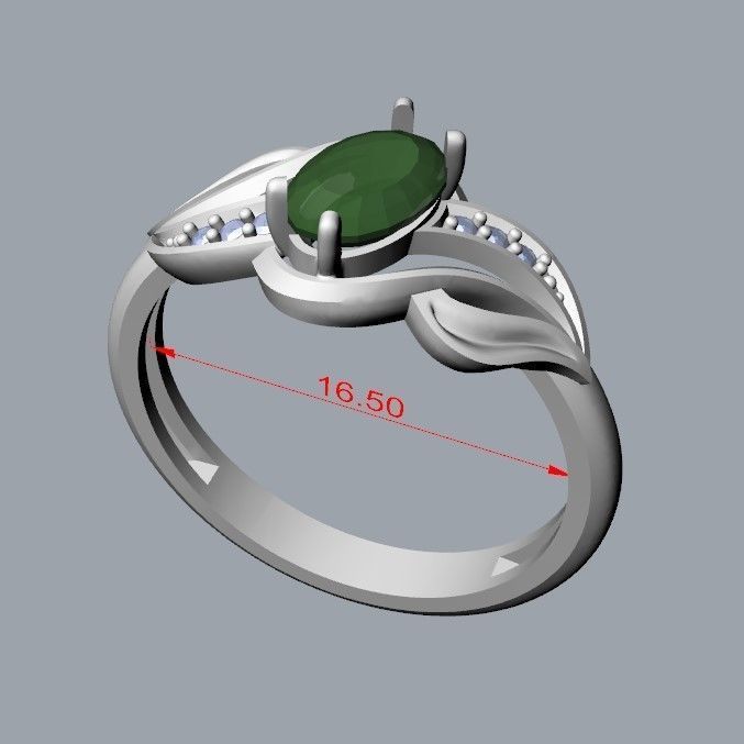 wedding engagement women ring with gem and diamonds 3dm stl CAD 3D print model_28
