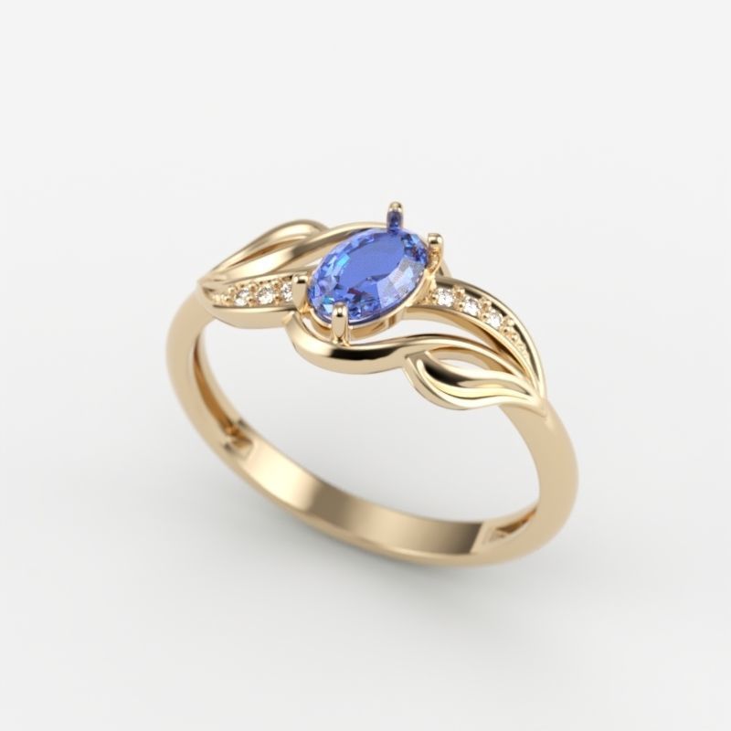 wedding engagement women ring with gem and diamonds 3dm stl CAD 3D print model_5